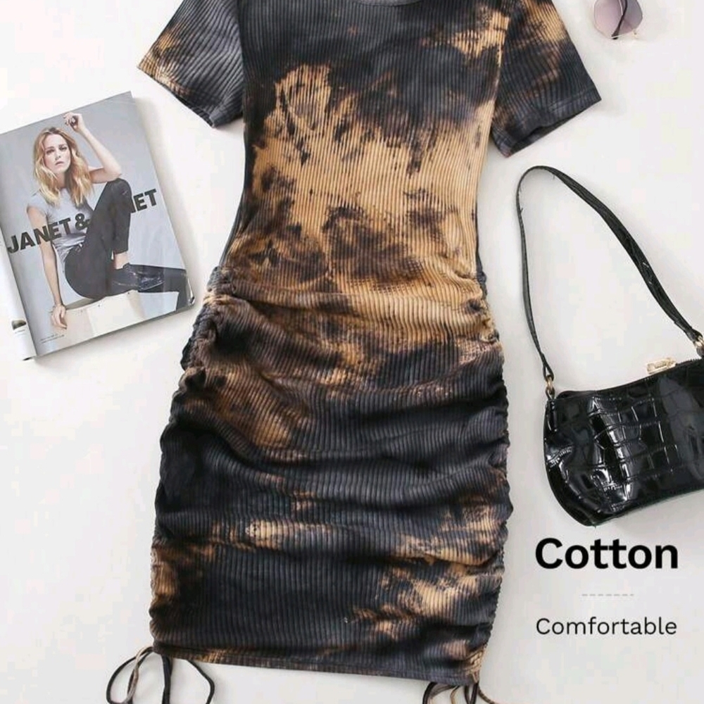 Tie-Dye Dress - Black and Tan